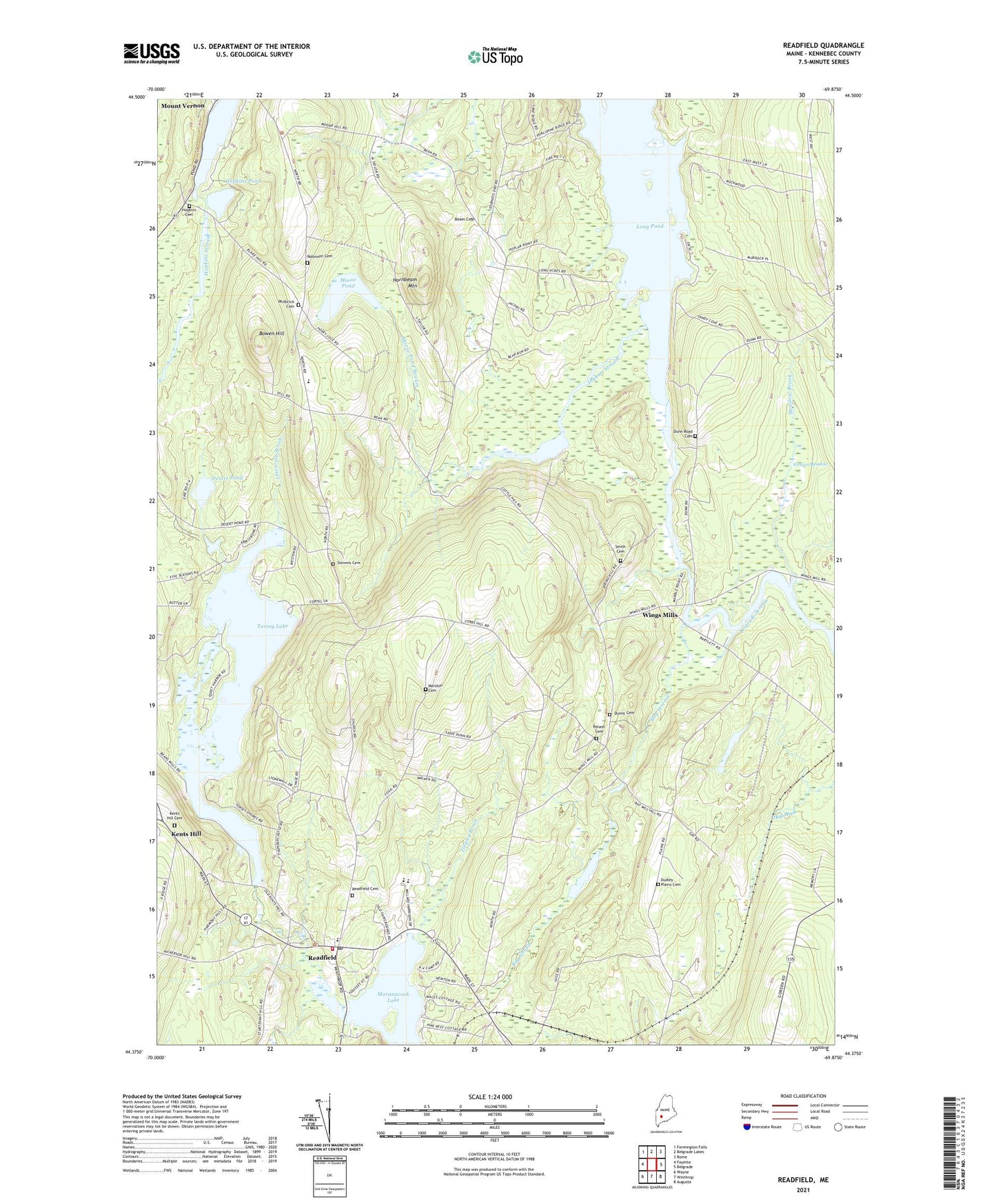 Readfield Maine US Topo Map Image