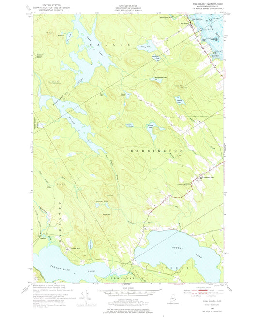 Classic USGS Red Beach Maine 7.5'x7.5' Topo Map Image