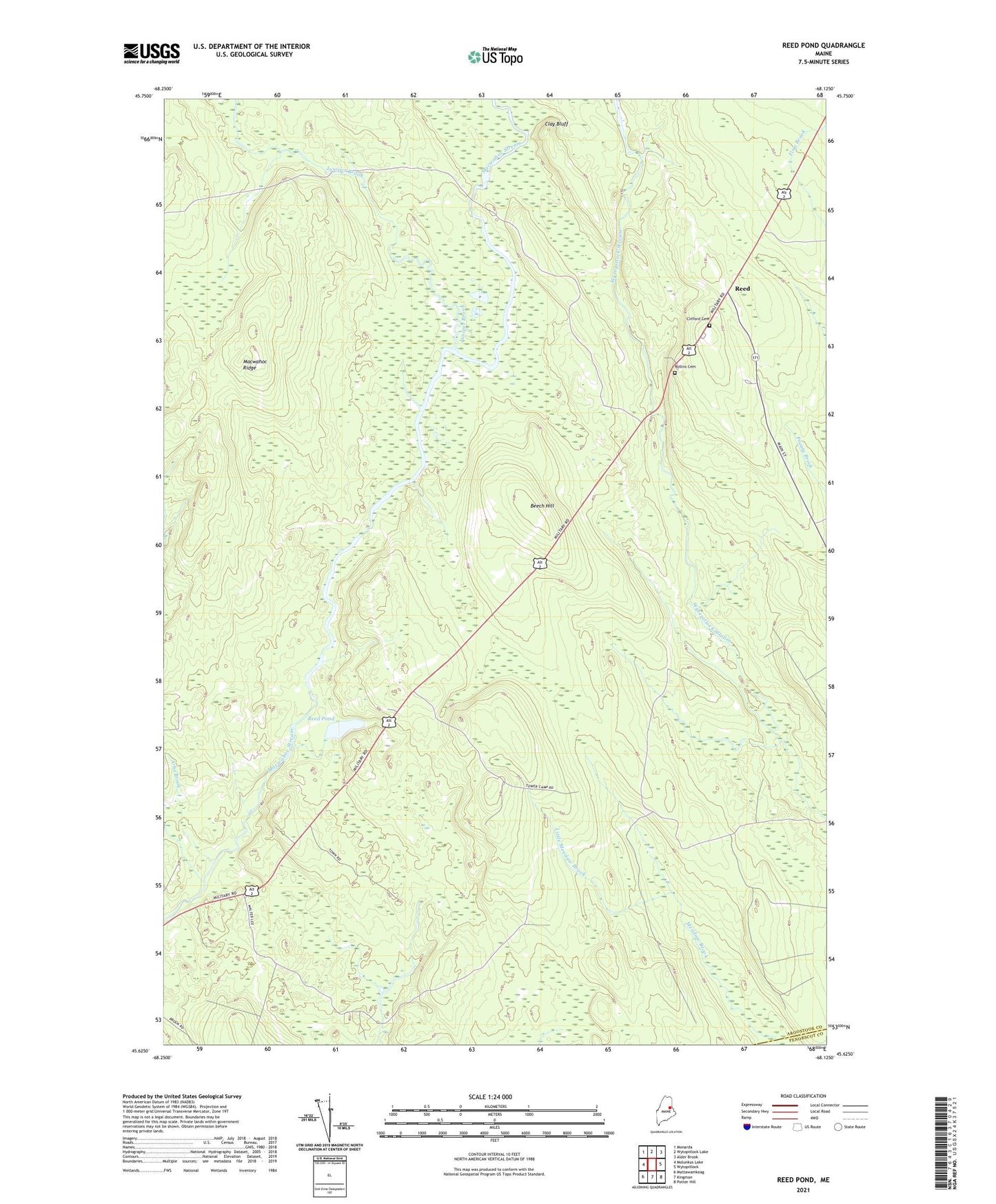 Reed Pond Maine US Topo Map Image