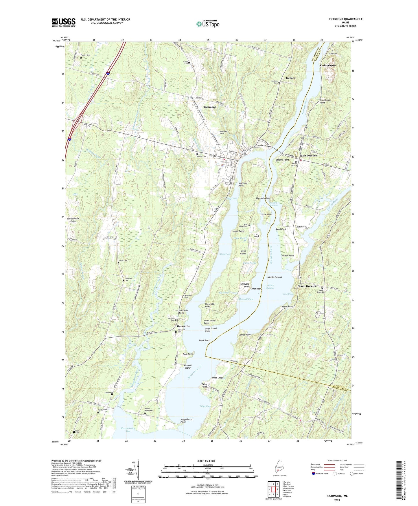 Richmond Maine US Topo Map Image