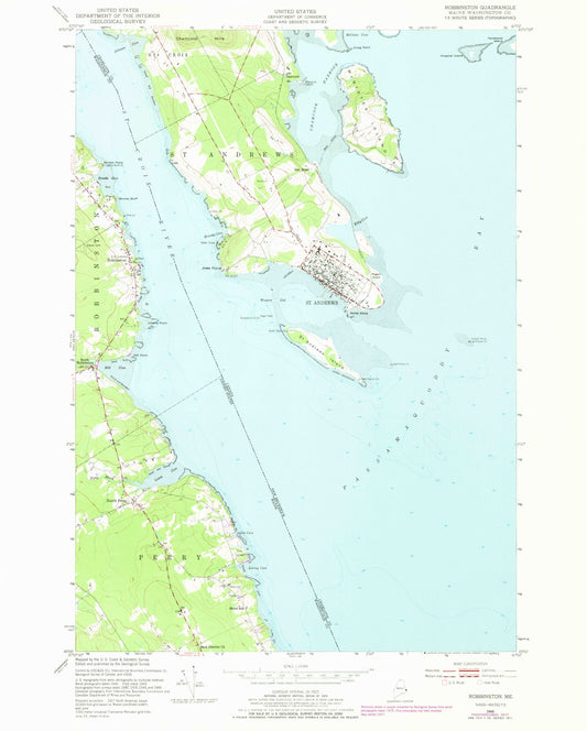 Classic USGS Robbinston Maine 7.5'x7.5' Topo Map Image