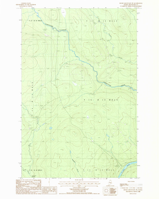 Classic USGS Rocky Mountain SW Maine 7.5'x7.5' Topo Map Image