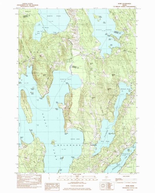 Classic USGS Rome Maine 7.5'x7.5' Topo Map Image