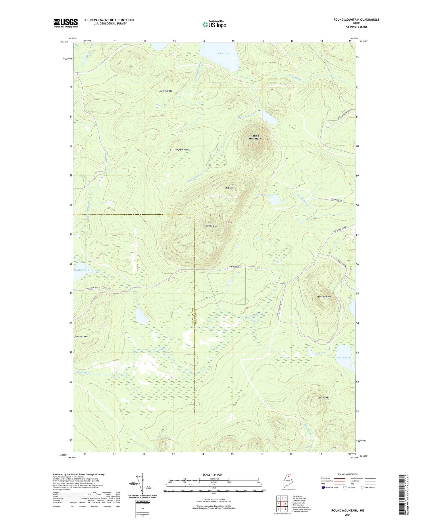 Round Mountain Maine US Topo Map Image