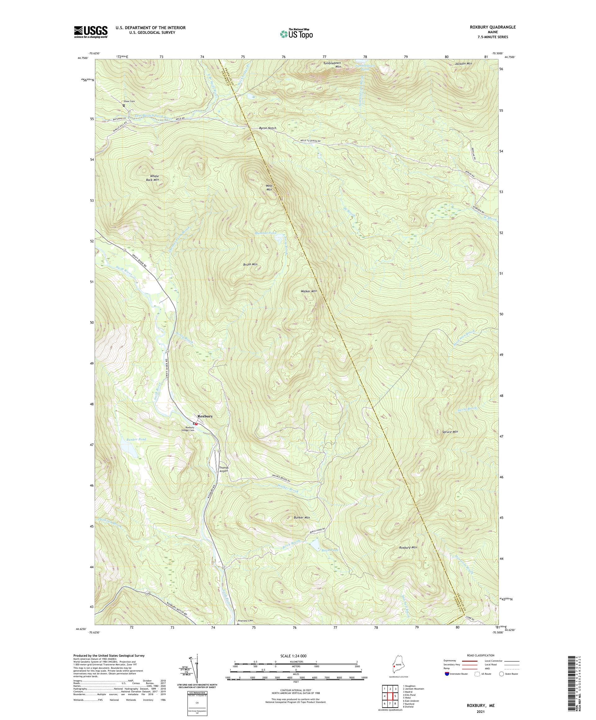 Roxbury Maine US Topo Map – MyTopo Map Store