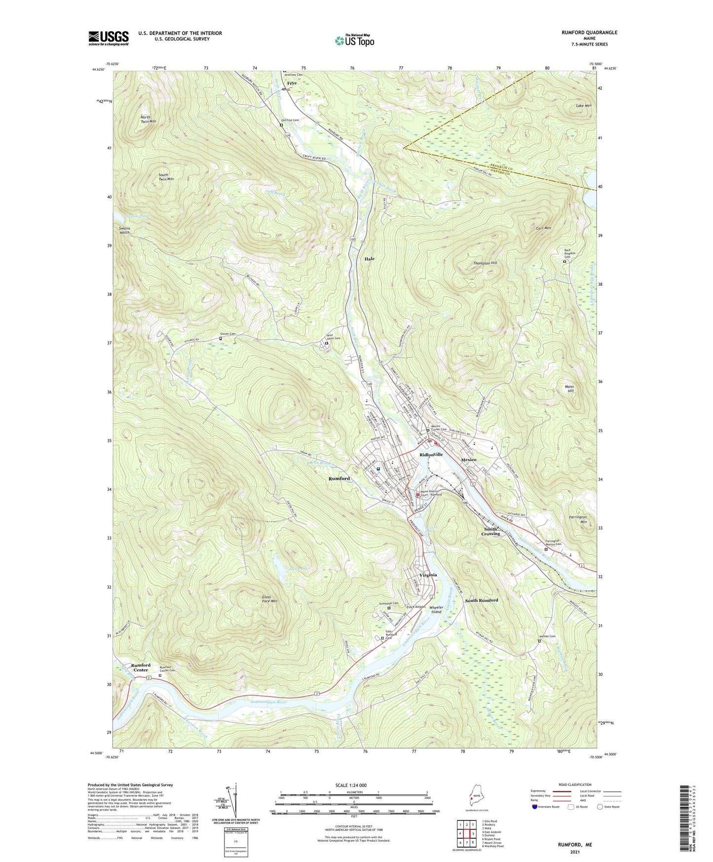Rumford Maine US Topo Map Image
