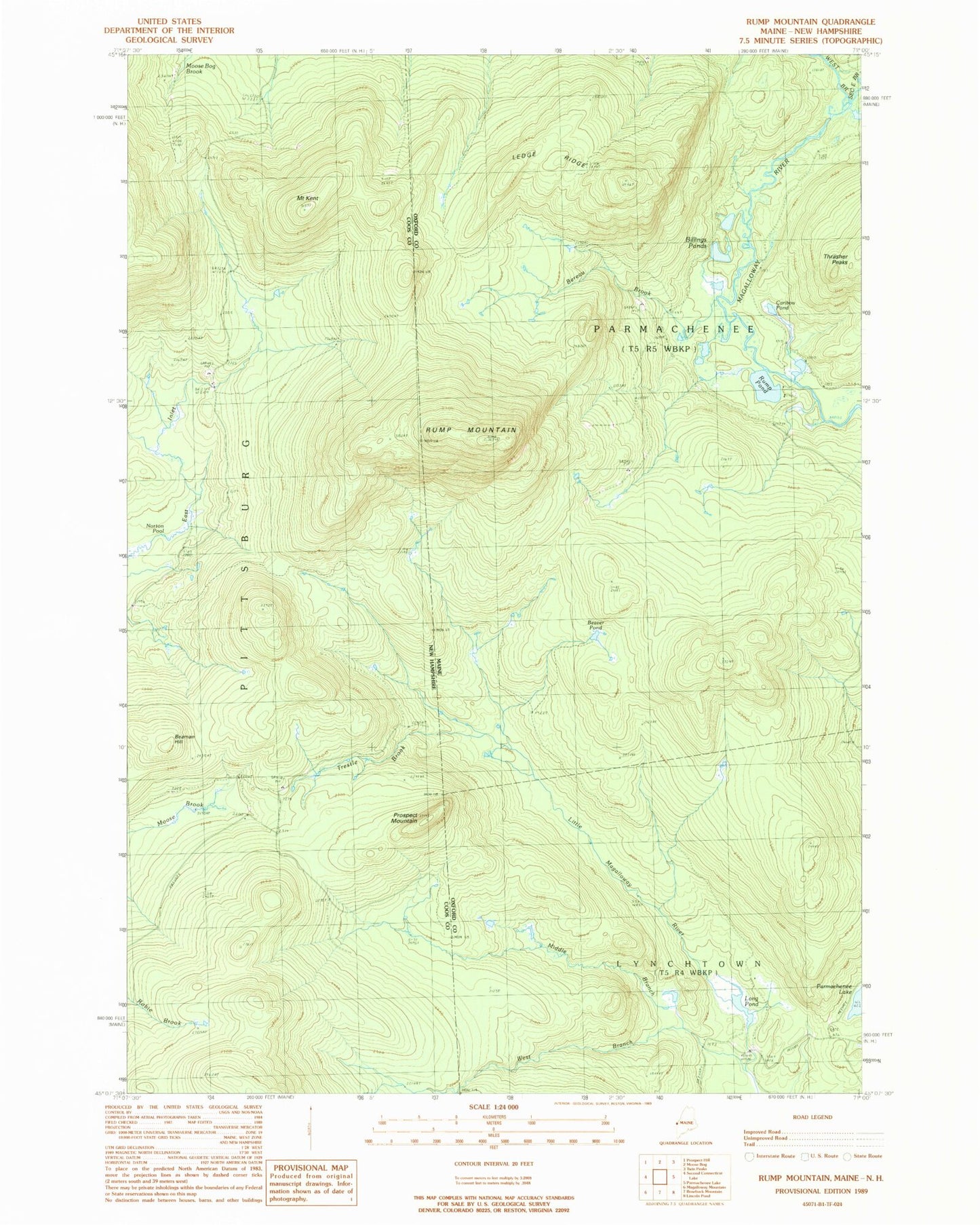 Classic USGS Rump Mountain Maine 7.5'x7.5' Topo Map Image