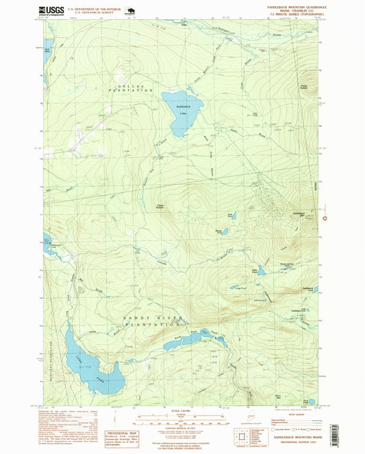 Classic USGS Saddleback Mountain Maine 7.5'x7.5' Topo Map Image