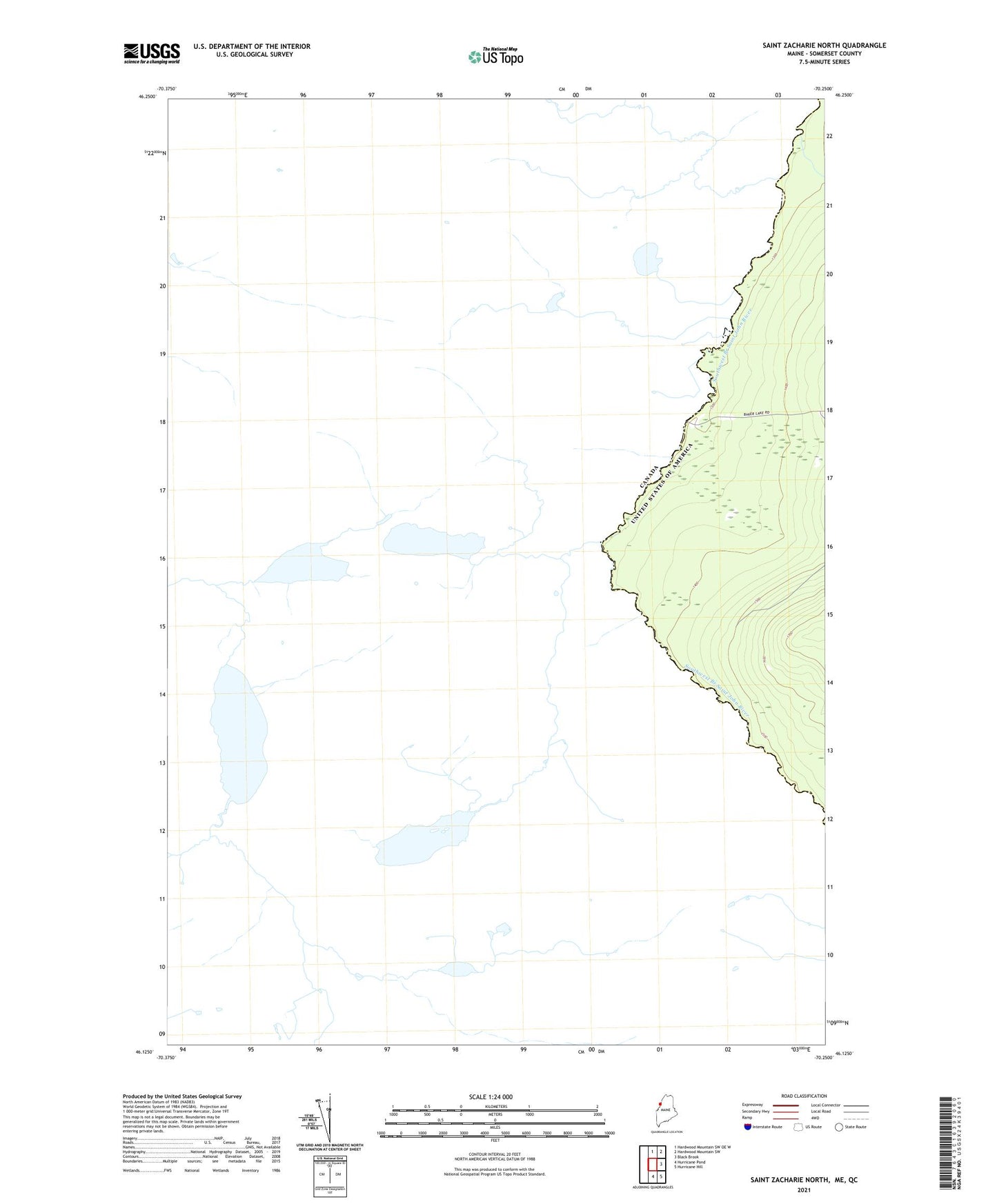 Saint Zacharie North Maine US Topo Map Image