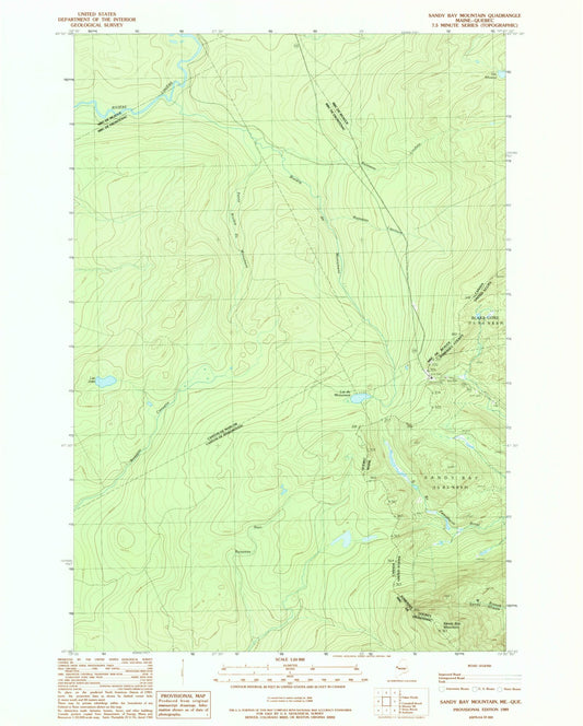 Classic USGS Sandy Bay Mountain Maine 7.5'x7.5' Topo Map Image