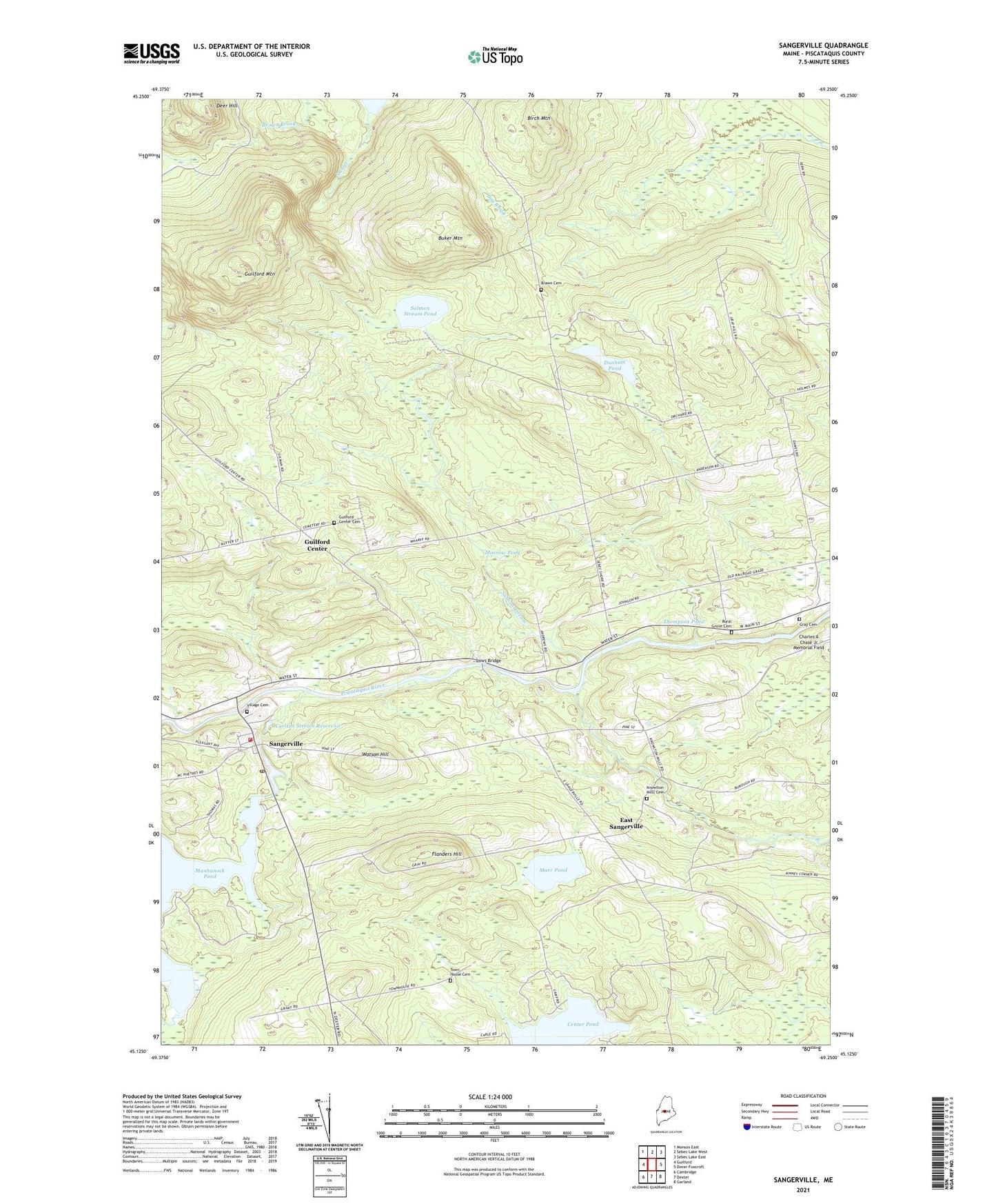 Sangerville Maine US Topo Map Image