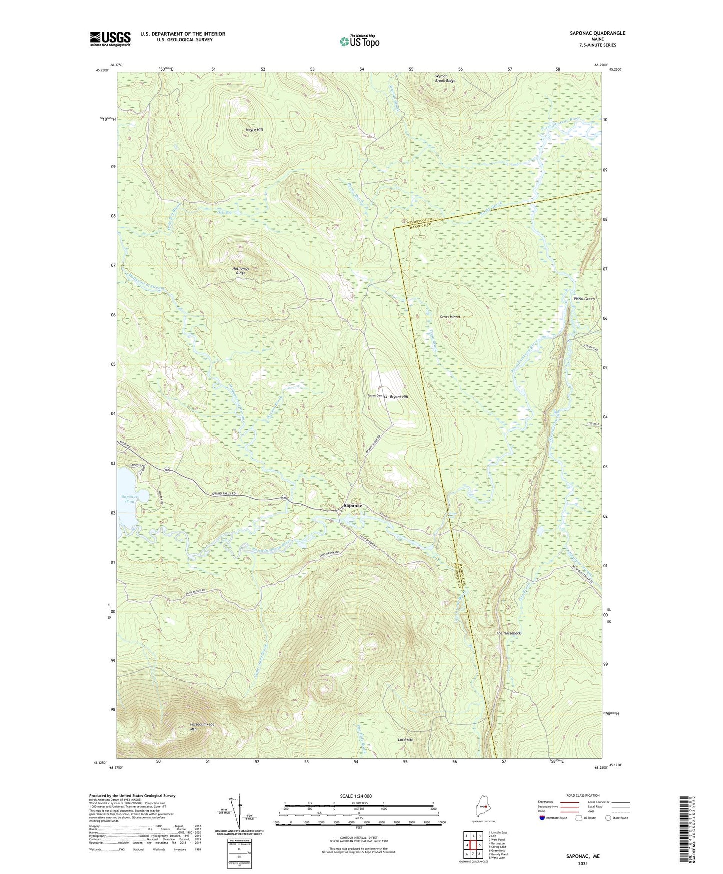Saponac Maine US Topo Map Image