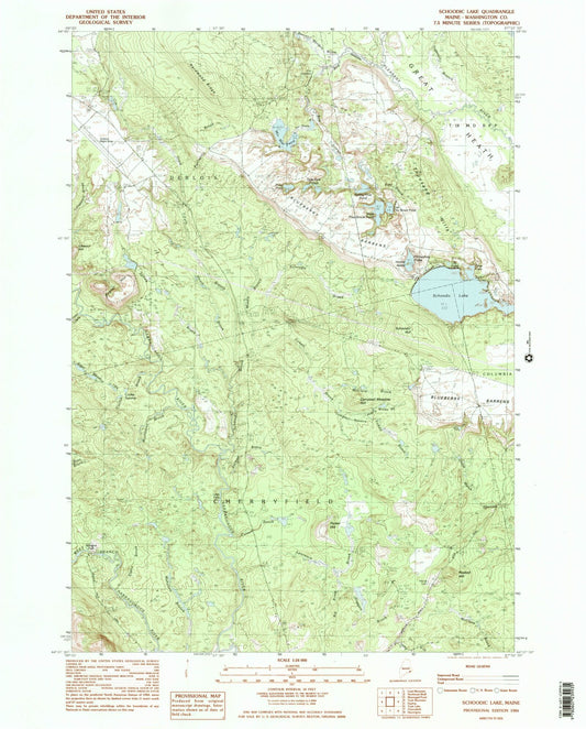 Classic USGS Schoodic Lake Maine 7.5'x7.5' Topo Map Image