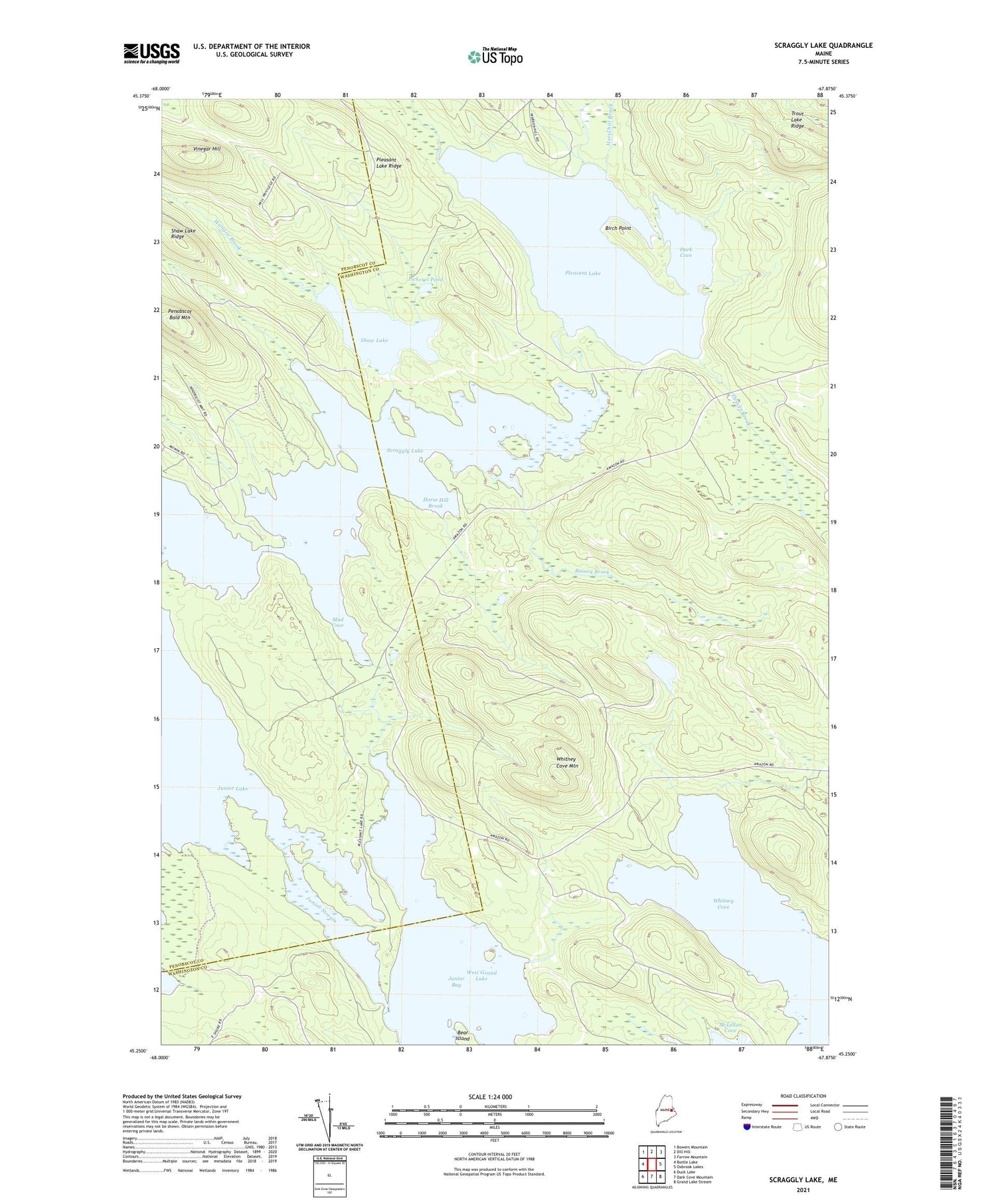 Scraggly Lake Maine US Topo Map Image