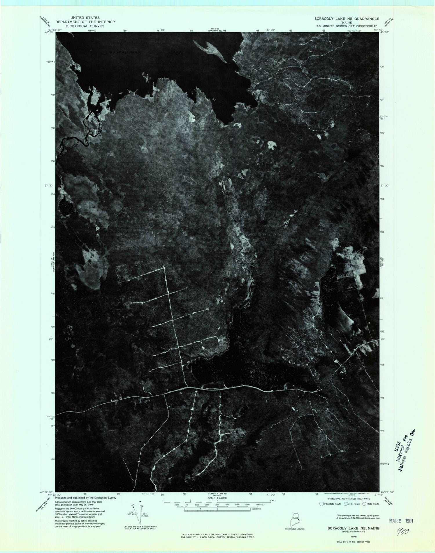 Classic USGS Farrow Mountain Maine 7.5'x7.5' Topo Map Image