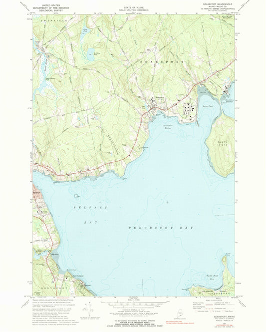 Classic USGS Searsport Maine 7.5'x7.5' Topo Map Image