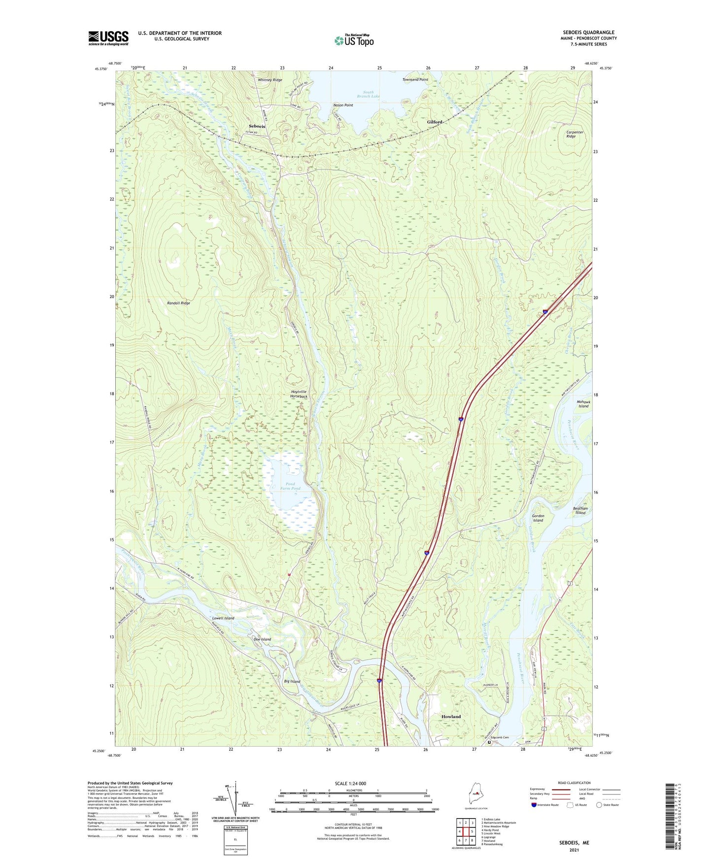 Seboeis Maine US Topo Map Image