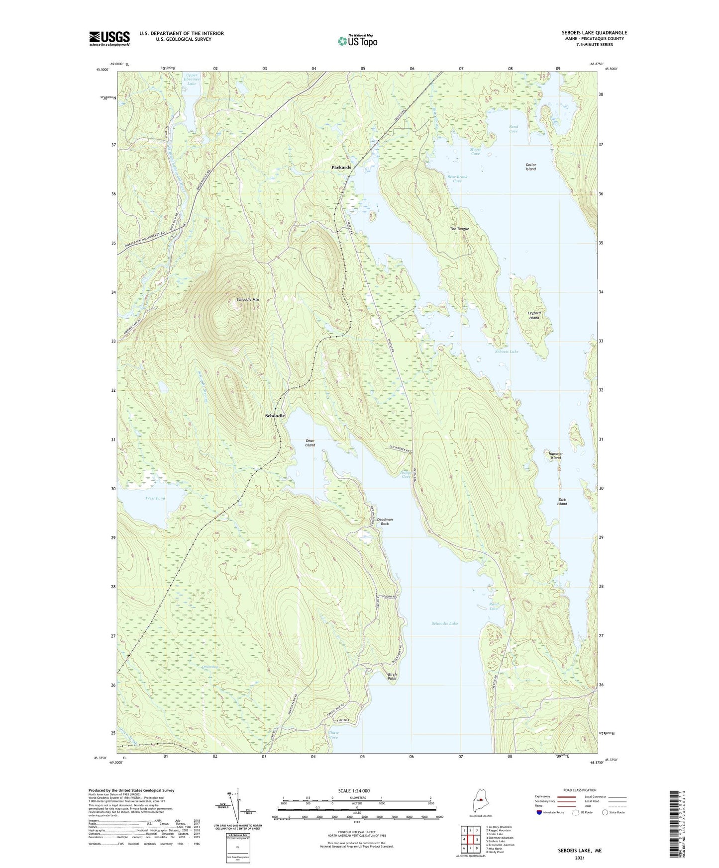 Seboeis Lake Maine US Topo Map Image