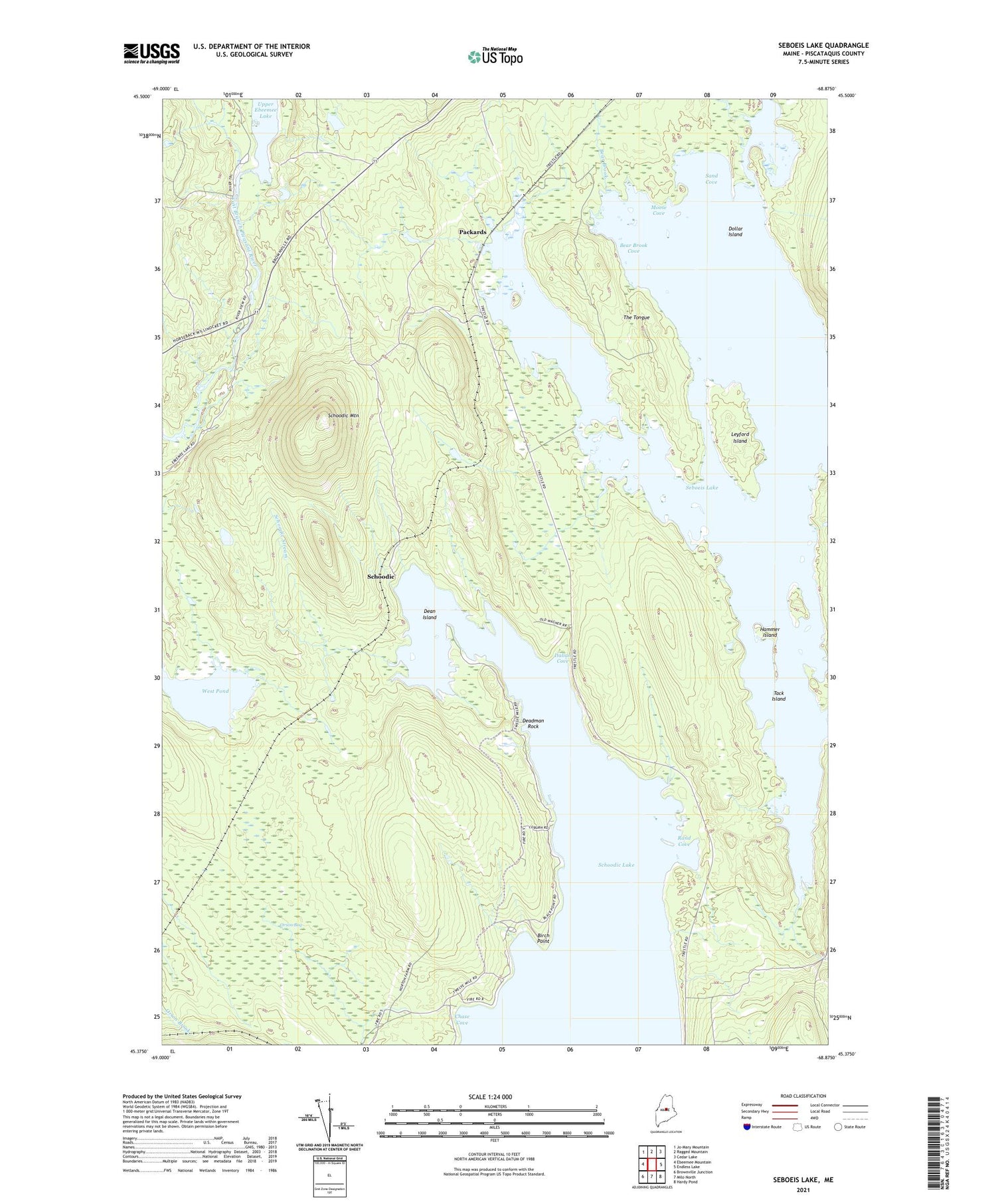 Seboeis Lake Maine US Topo Map Image