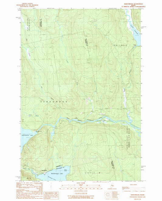 Classic USGS Seboomook Maine 7.5'x7.5' Topo Map Image