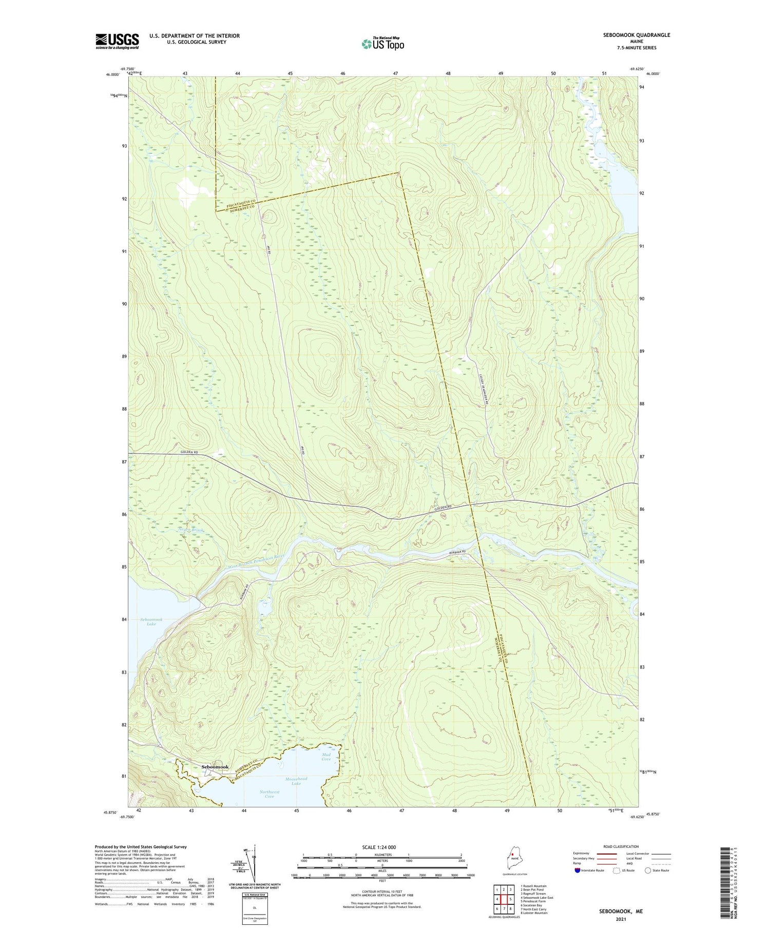 Seboomook Maine US Topo Map Image