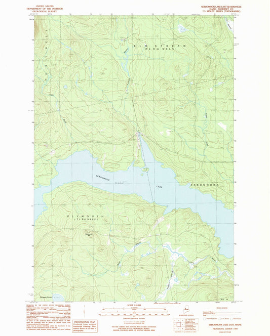 Classic USGS Seboomook Lake East Maine 7.5'x7.5' Topo Map Image