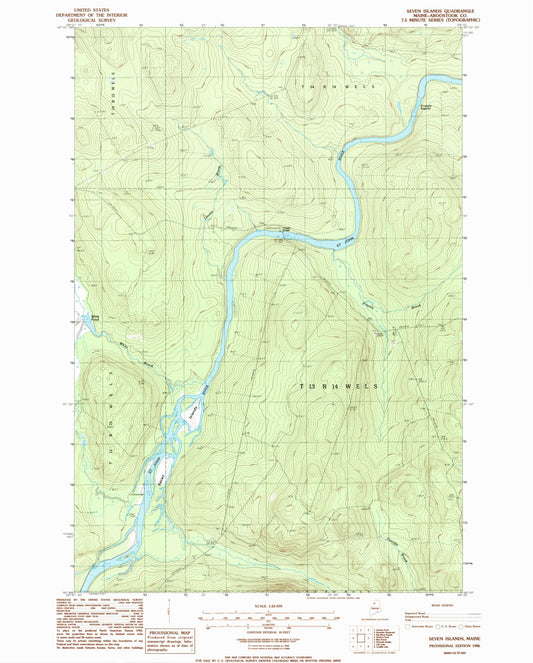 Classic USGS Seven Islands Maine 7.5'x7.5' Topo Map Image