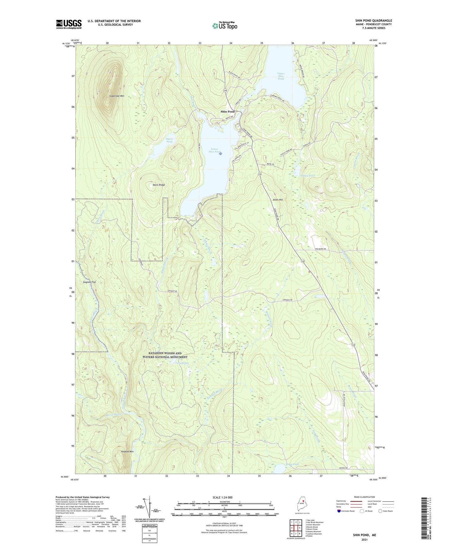 Shin Pond Maine US Topo Map Image