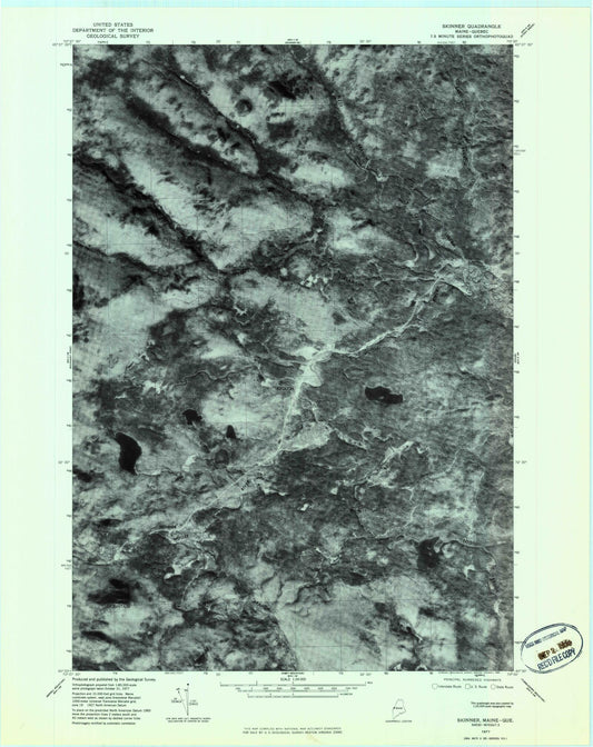 Classic USGS Skinner Maine 7.5'x7.5' Topo Map Image