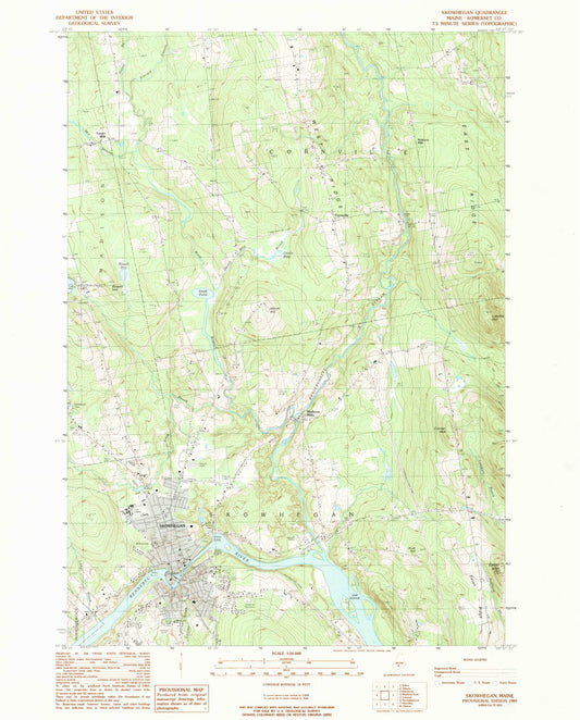 Classic USGS Skowhegan Maine 7.5'x7.5' Topo Map Image