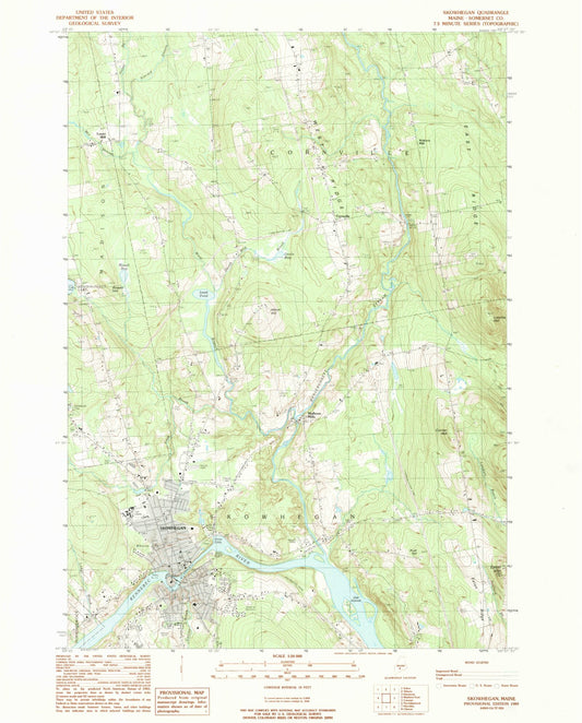 Classic USGS Skowhegan Maine 7.5'x7.5' Topo Map Image