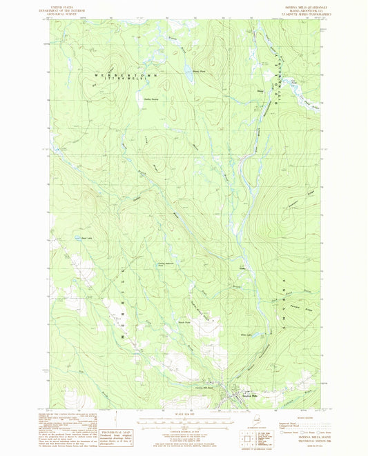 Classic USGS Smyrna Mills Maine 7.5'x7.5' Topo Map Image