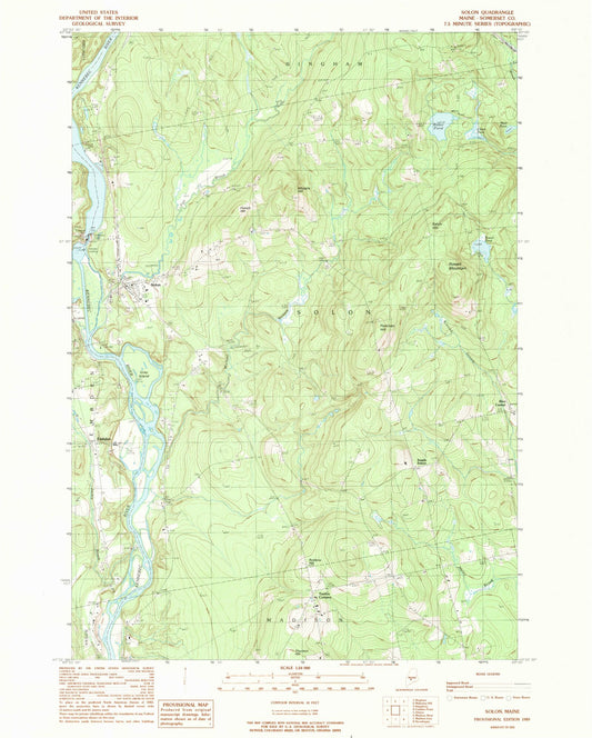 Classic USGS Solon Maine 7.5'x7.5' Topo Map Image