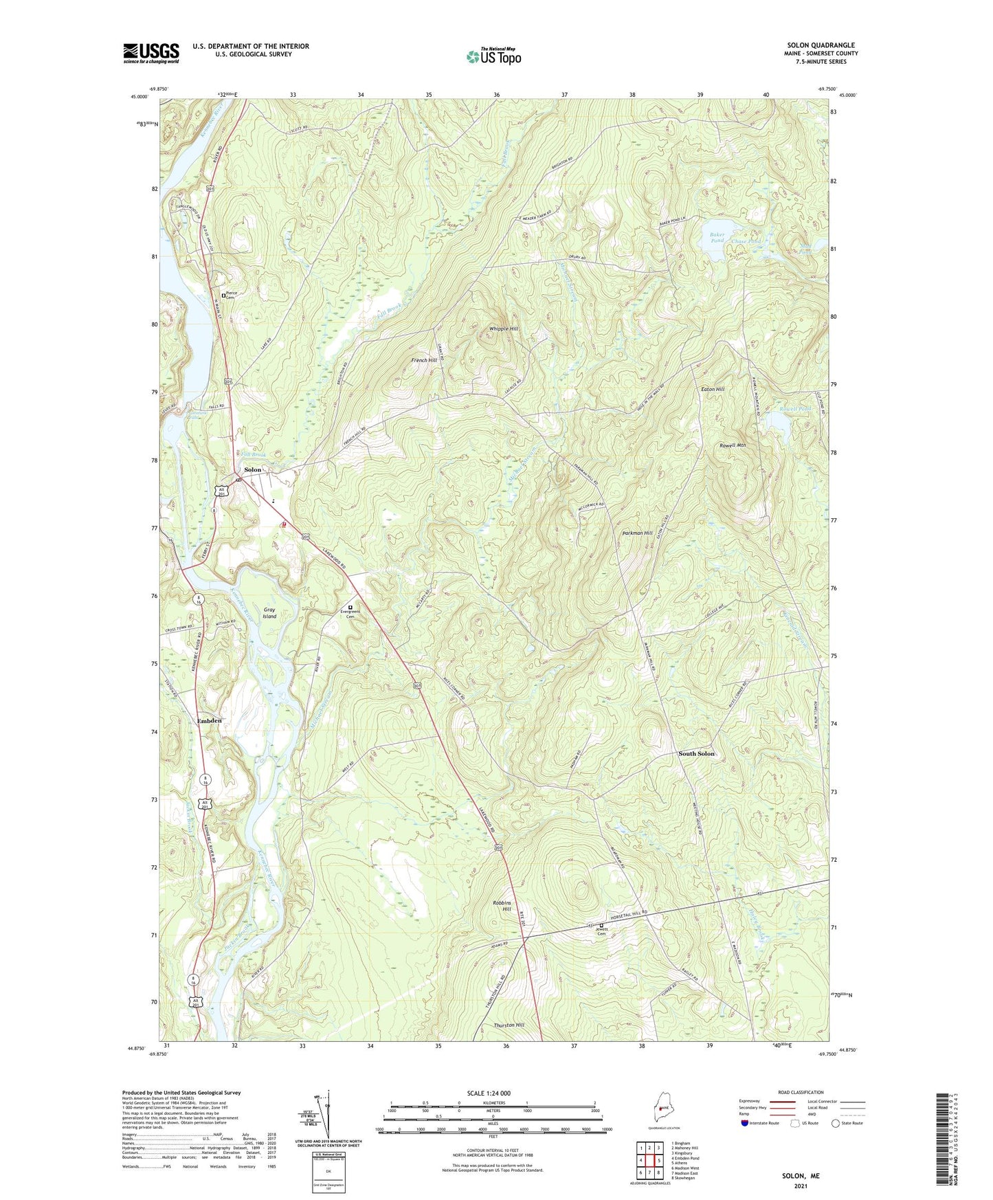 Solon Maine US Topo Map Image