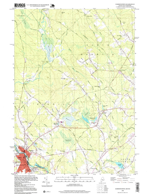Classic USGS Somersworth New Hampshire 7.5'x7.5' Topo Map Image