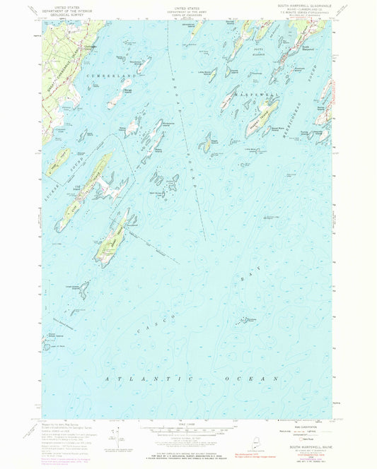 Classic USGS South Harpswell Maine 7.5'x7.5' Topo Map Image