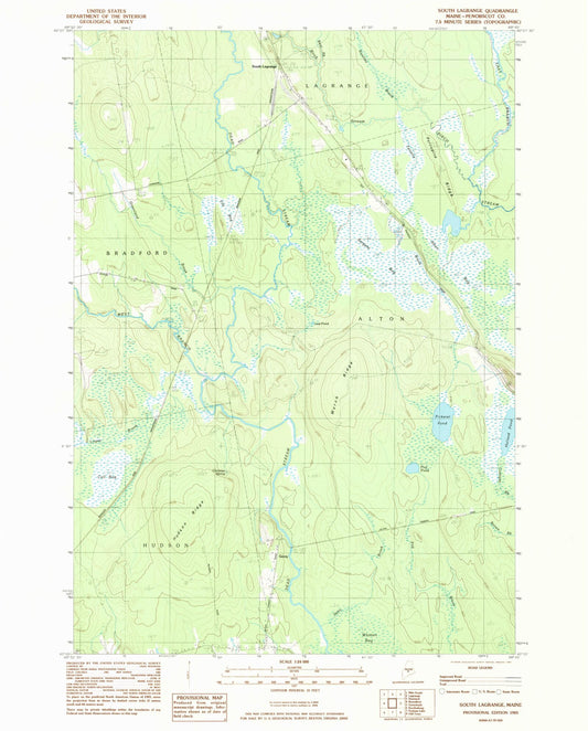 Classic USGS South Lagrange Maine 7.5'x7.5' Topo Map Image
