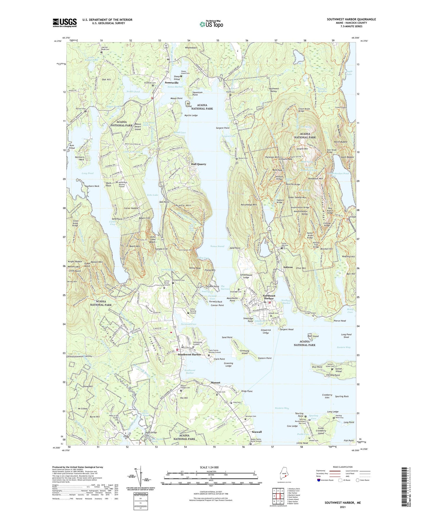 Southwest Harbor Maine US Topo Map Image
