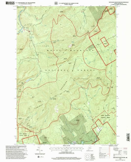 Classic USGS Speckled Mountain Maine 7.5'x7.5' Topo Map Image