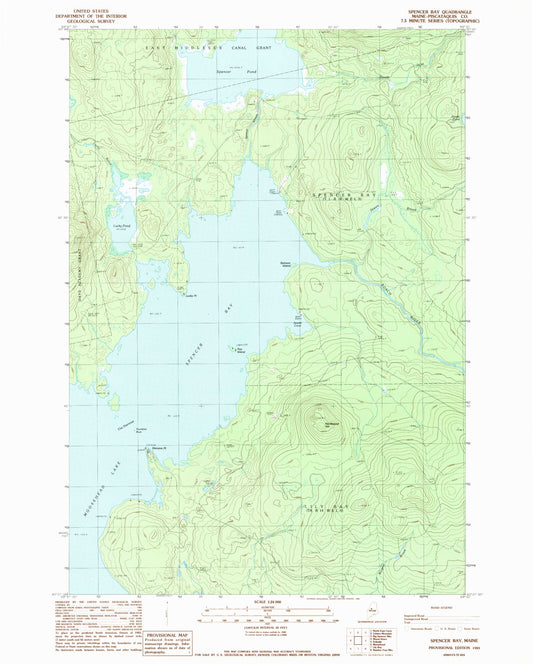 Classic USGS Spencer Bay Maine 7.5'x7.5' Topo Map Image