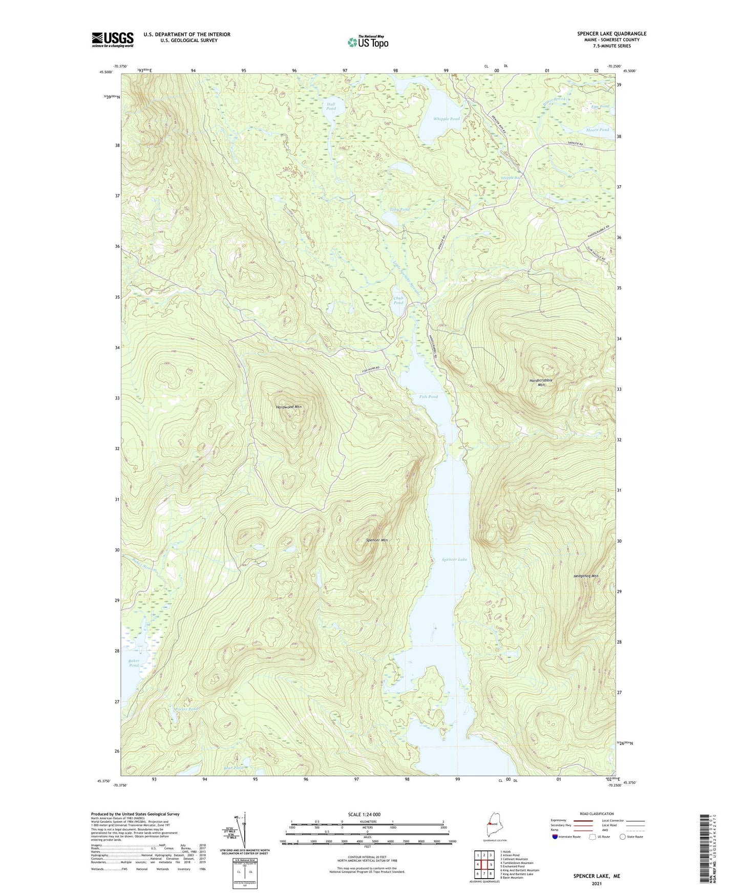 Spencer Lake Maine US Topo Map Image