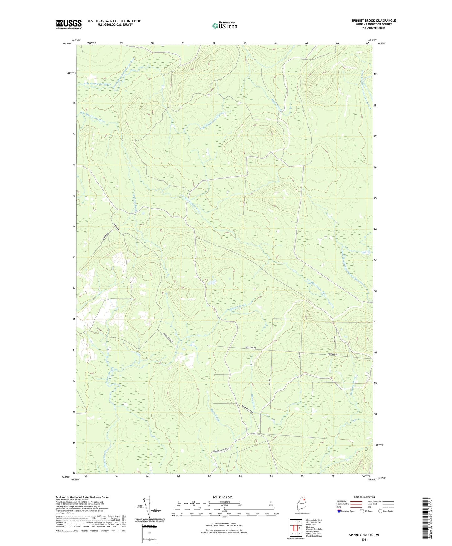 Spinney Brook Maine US Topo Map Image