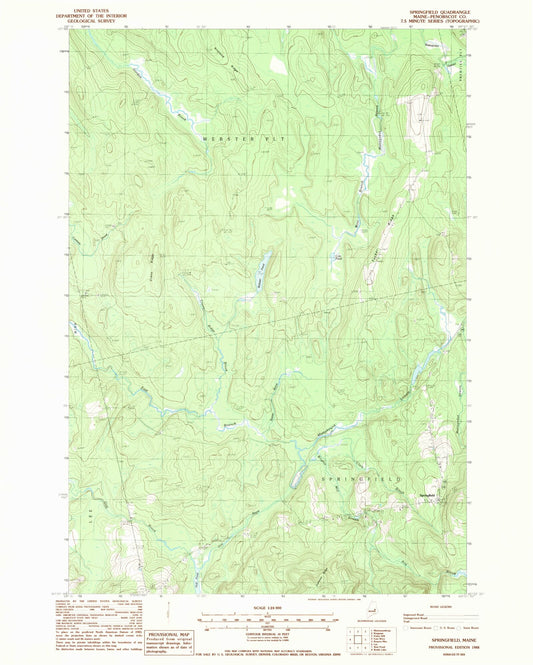 Classic USGS Springfield Maine 7.5'x7.5' Topo Map Image