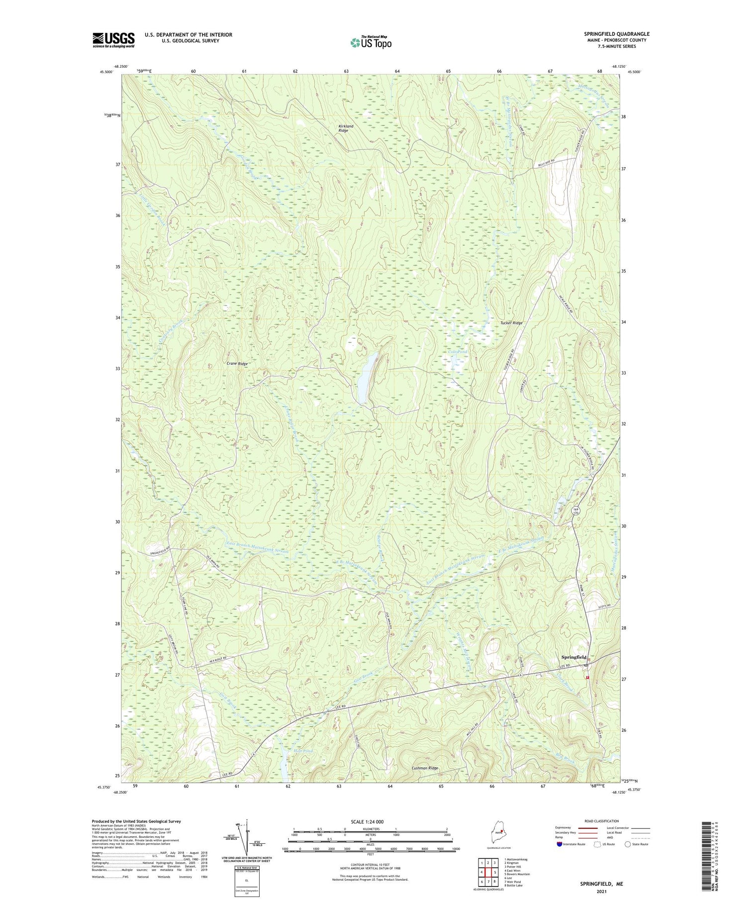 Springfield Maine US Topo Map Image