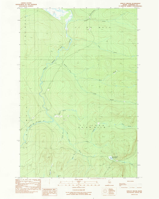 Classic USGS Spruce Brook Maine 7.5'x7.5' Topo Map Image