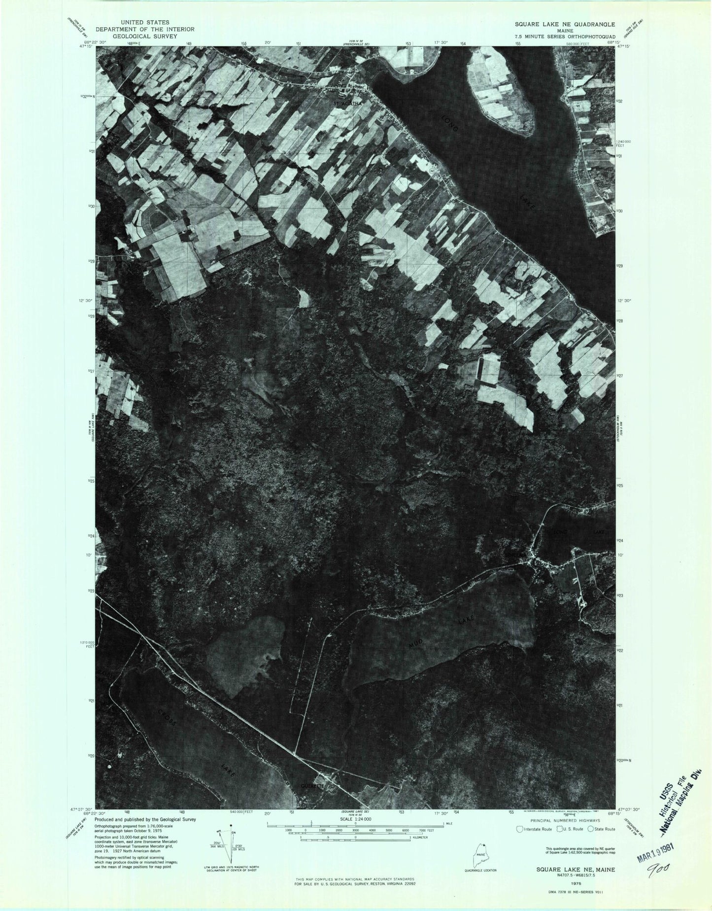 Classic USGS Saint Agatha Maine 7.5'x7.5' Topo Map Image