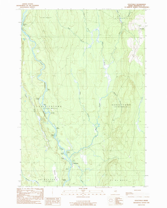Classic USGS Stacyville Maine 7.5'x7.5' Topo Map Image