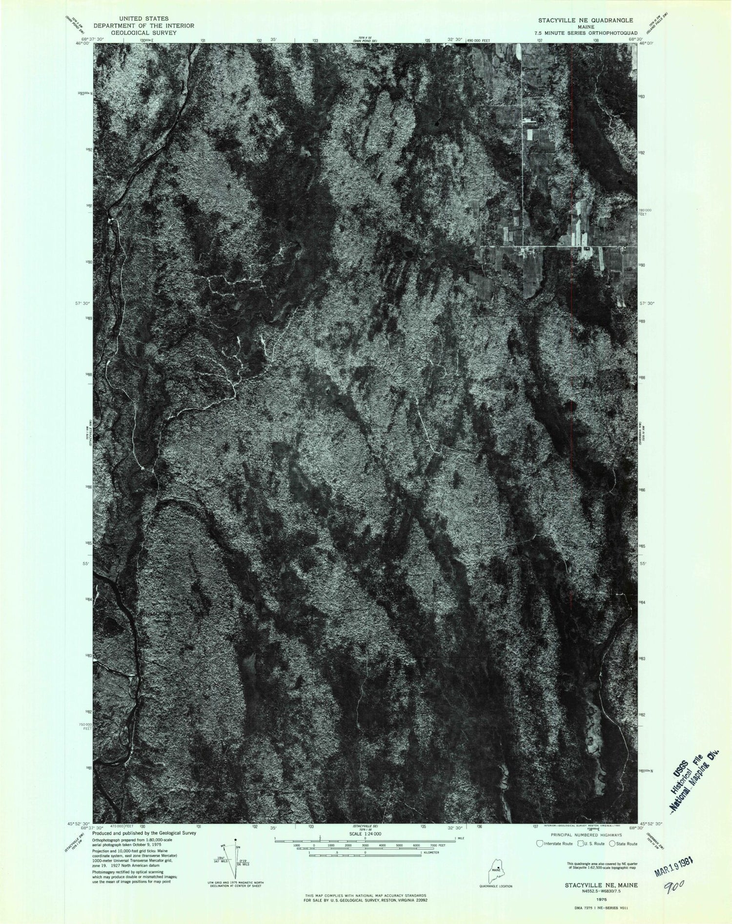 Classic USGS Lookout Mountain Maine 7.5'x7.5' Topo Map Image