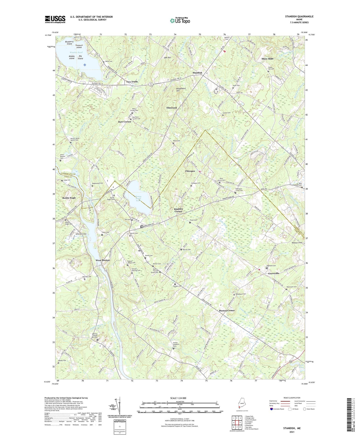 Standish Maine US Topo Map Image