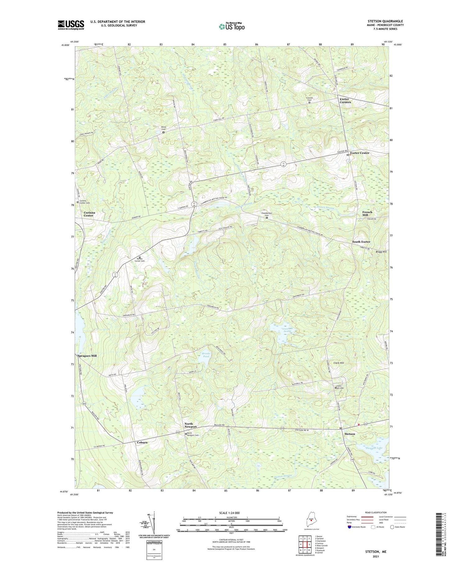 Stetson Maine US Topo Map Image